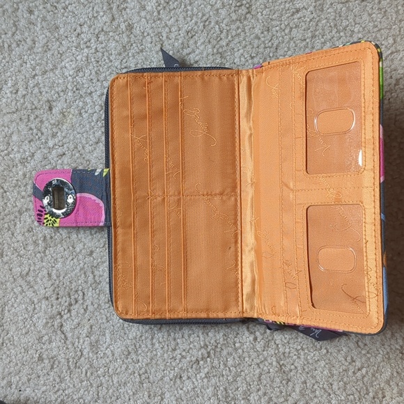 Vera Bradley bifold wallet, floral with orange lining - Picture 4 of 7